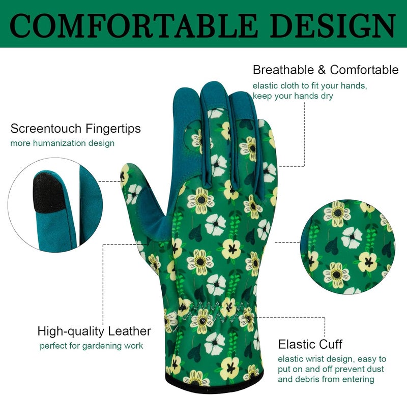 MERTURN Store Leather Gardening Gloves for Women Thorn Proof Garden Gloves Touch Screen Working Gloves Gifts,M - Image 2